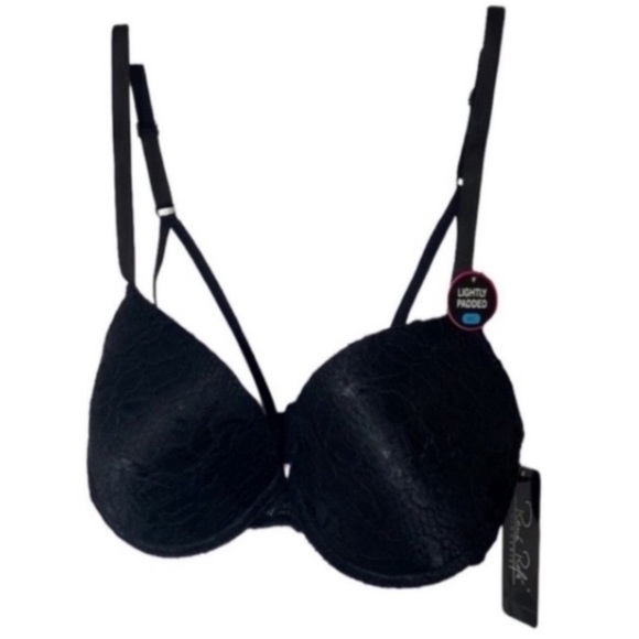 New Rene Rofe Strappy Bra Black Floral Lace Underwire Lightly Padded Gothic Gift - Picture 14 of 16
